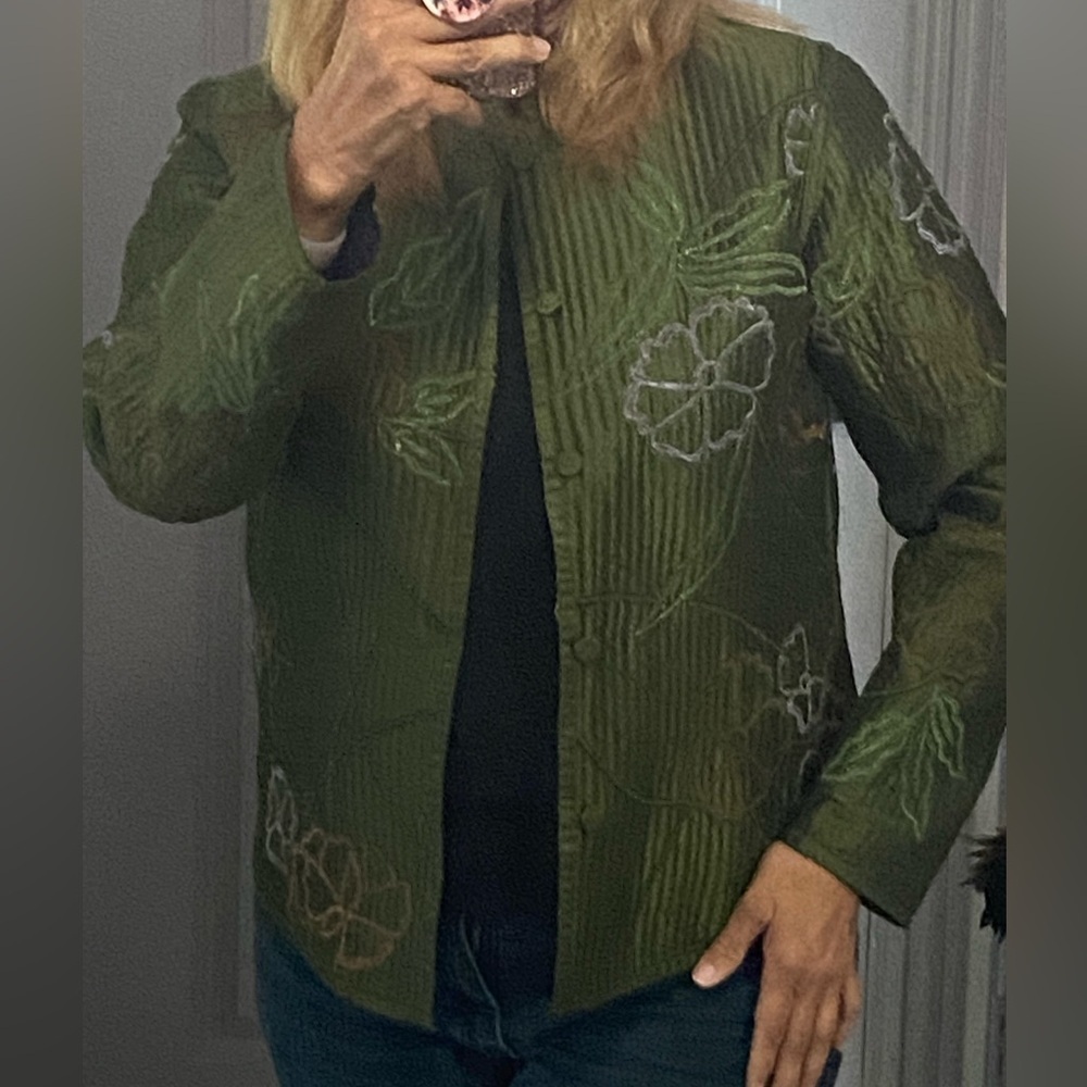 Rare reversible quilted embroidered jacket size M fall colors elegance/classic - Picture 12 of 12